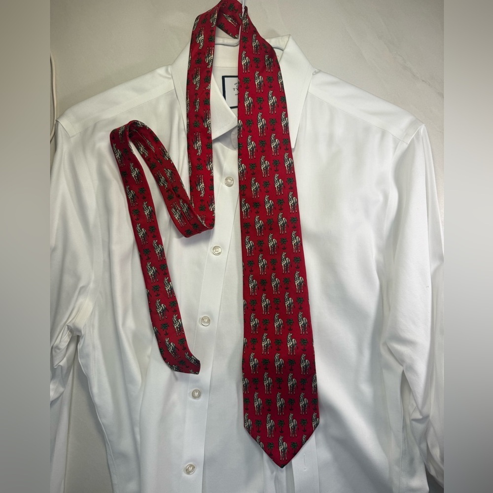 Brooks Brothers Makers All Silk Red Zebra Palm Tree Tie –‎ Made in USA
day!